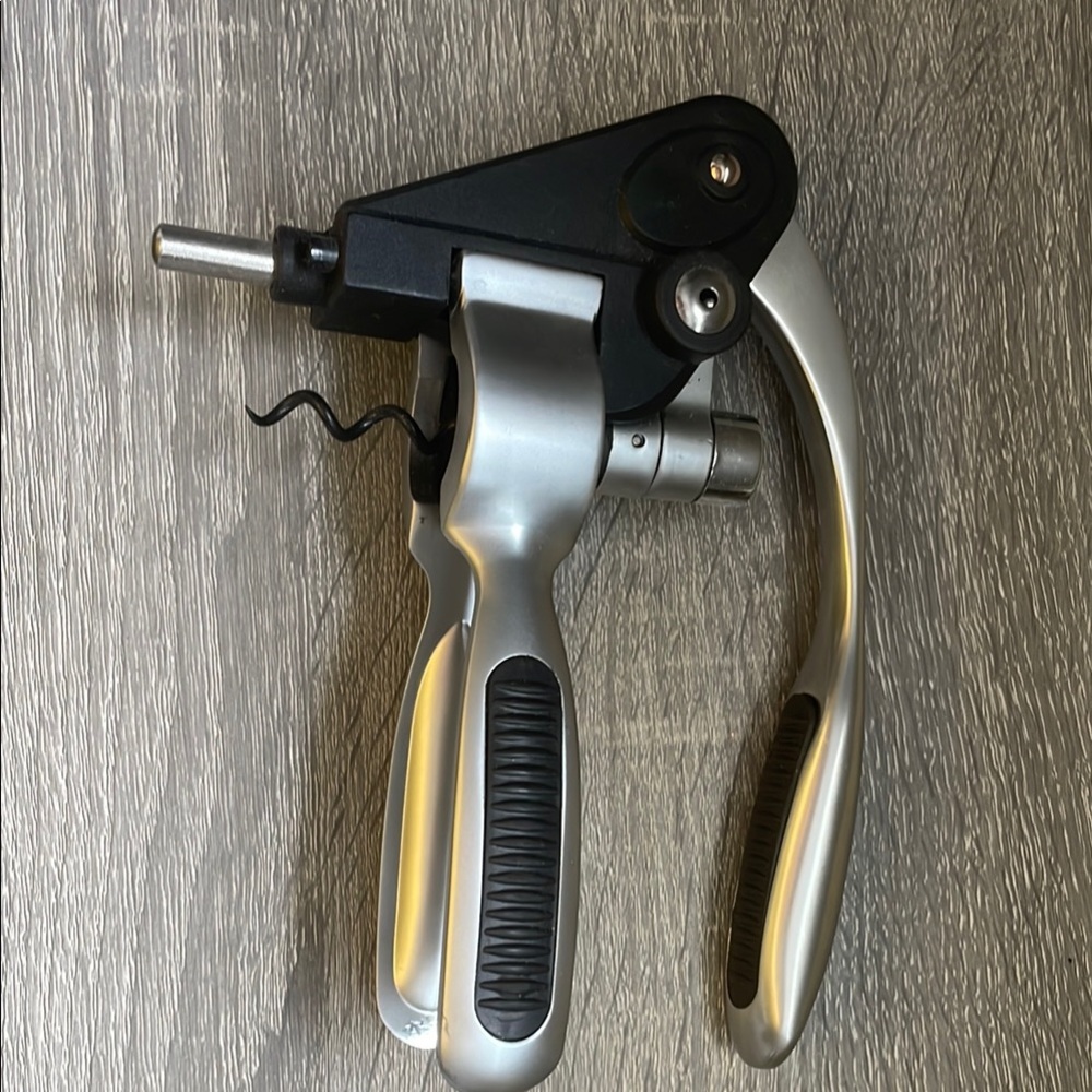Silver and Black Corkscrew Wine Opener